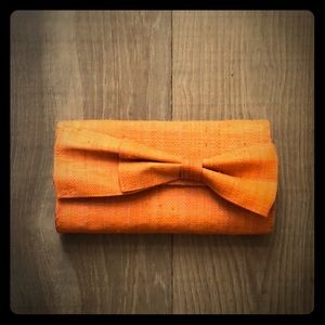 Mar Y Sol Orange Basketweave Clutch Purse